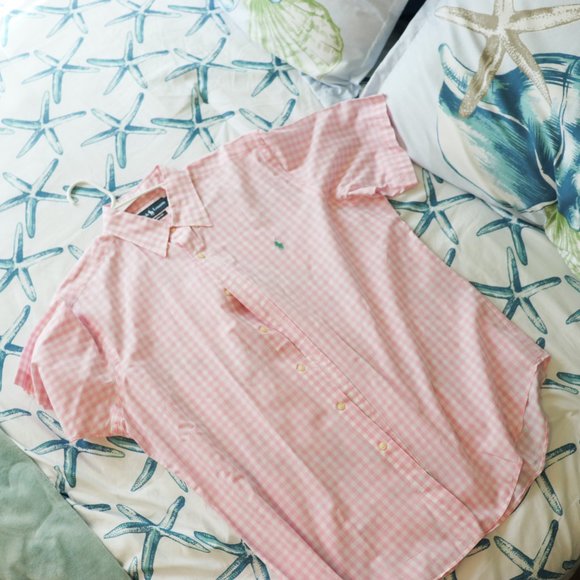 Pink Buttoned Down Shirt Short Sleeved - Picture 2 of 3
